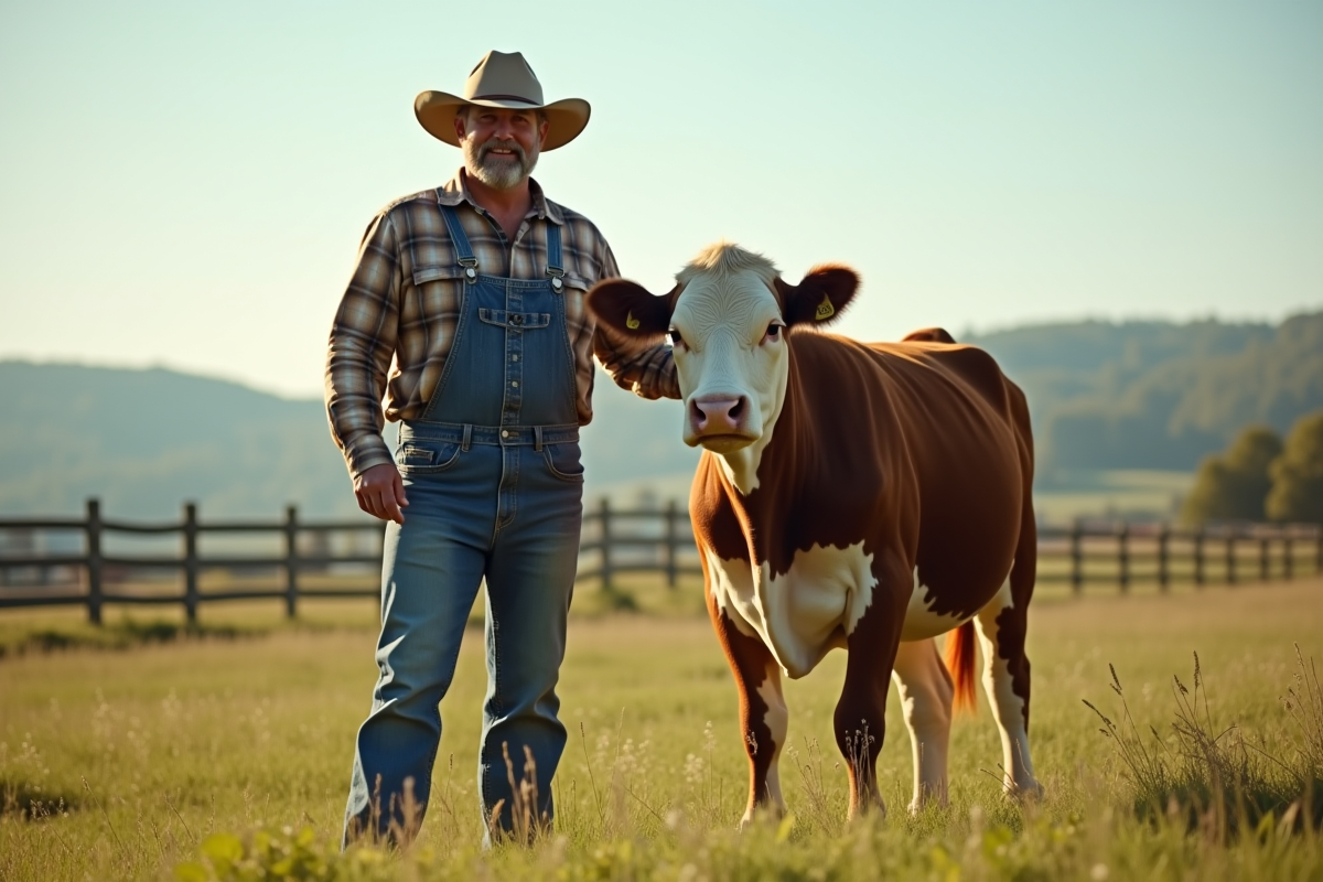 Fermier posant à côté d
