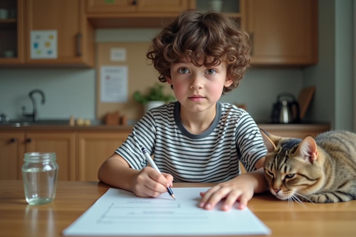 Garçon de 15 ans remplissant un formulaire pour animaux
