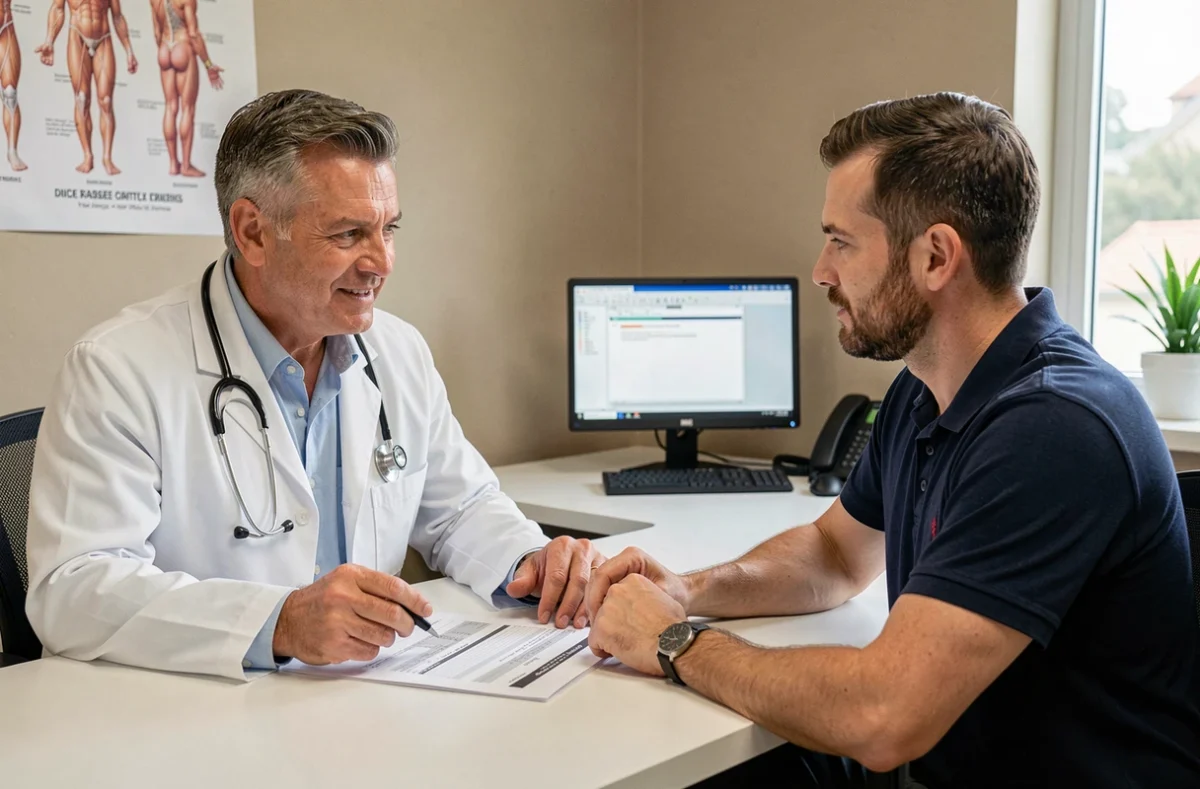 Un médecin passe en revue les résultats d'un examen médical avec un patient dans le cadre d'une demande d'assurance emprunteur